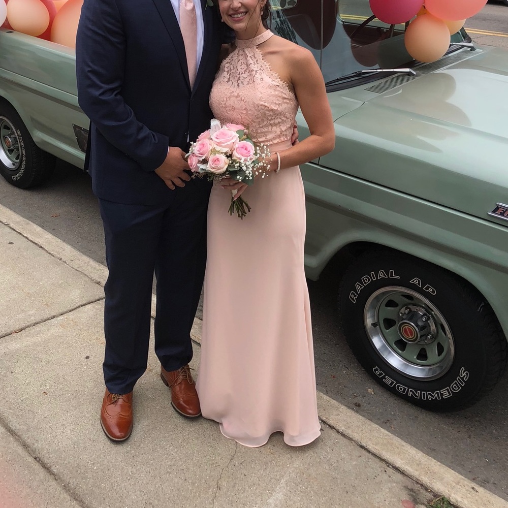 Blush pink bridesmaids dress
